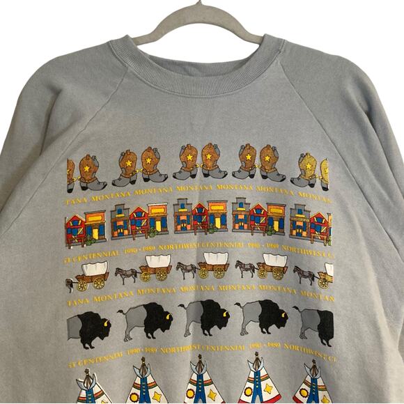 Vintage 1989 Gray Montana Centennial Celebration Crew Neck Sweatshirt Size XL - Picture 5 of 16
